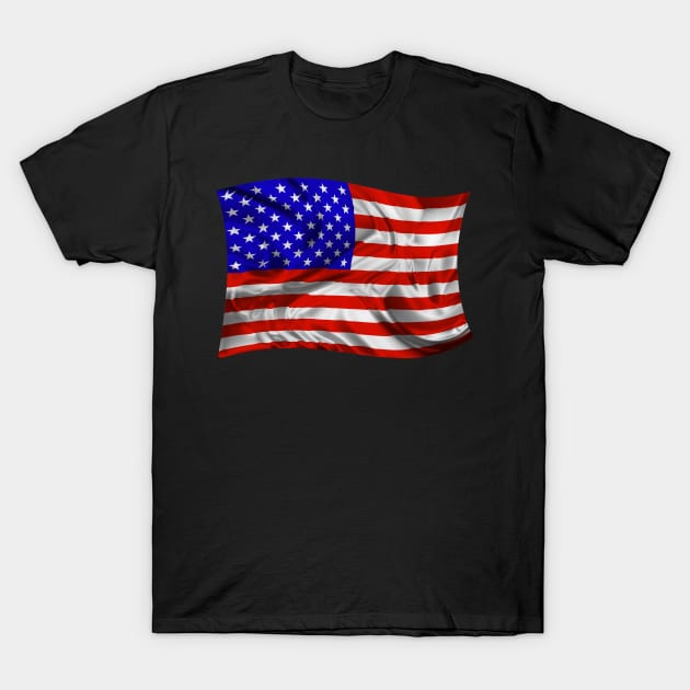 Waving USA Flag T-Shirt by BluedarkArt